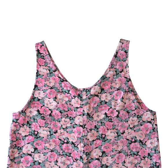 Retro Pink Floral Romper Overalls - Medium Size, 1980s Fashion - Picture 5 of 6